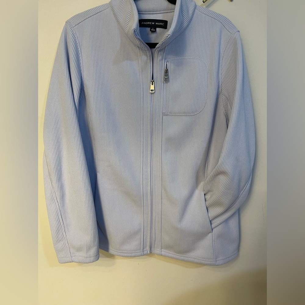 Andrew Marc Sky Blue Ribbed Jacket